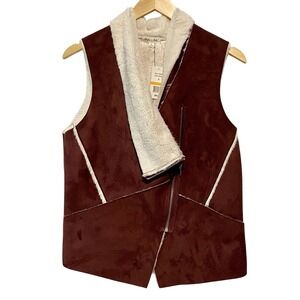 Skylar &‎ Jade Vest Mulberry Faux Suede Fleece Lined Size Small NWT